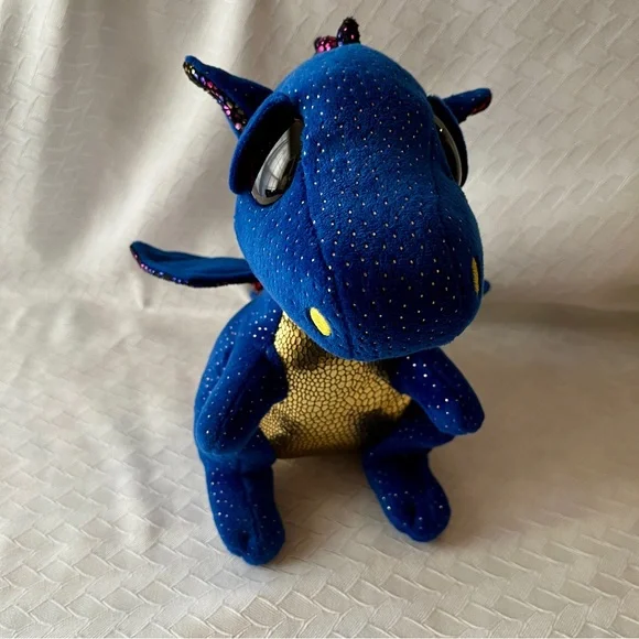 Ty Saffire Dragon Plush Blue Meallic Gold 9 in. Fantasy Cute Colorful - Picture 5 of 8